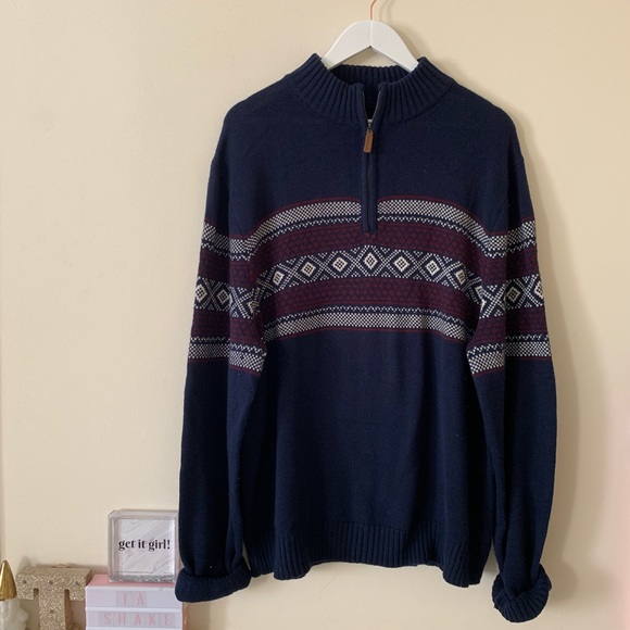 Oversized Boyfriend Navy Quarter Zip Sweater XL - Picture 5 of 12